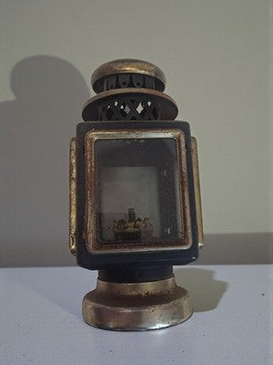 Lampe de calèche ancienne vintage rétro, finition dorée, déco attelage cheval