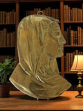 Sculpture murale religieuse bronze doré signée, visage Vierge vintage