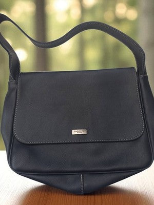 Sac à main Baboune Paris cuir noir, besace élégante bandoulière femme