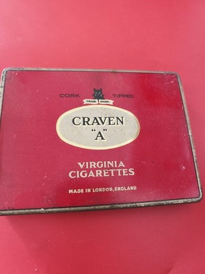 Ancienne boîte à cigares métal publicitaire Craven "A" rouge vintage collection
