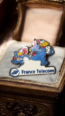 Pin's France Telecom vintage mascotte oiseau émaillé années 90 badge rare