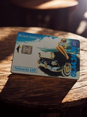 Carte téléphonique vintage Télécarte 120 Peugeot Assistance auto rétro