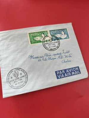 Ancienne enveloppe timbrée Vietnam FAO 1960 oblitérée philatélie collection