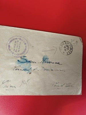 Ancienne lettre vintage avec cachets armée et oblitérations, philatélie collecti