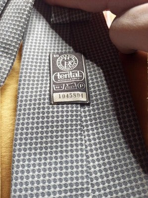 Cravate vintage Terital motif pied-de-poule gris noir style classique rétro