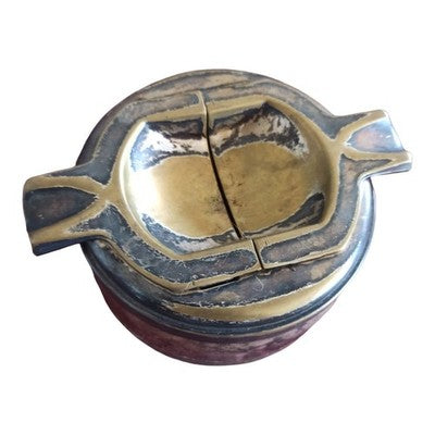 Cendrier de table Christofle métal argenté bicolore design signé
