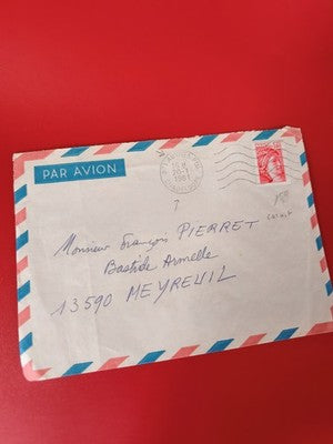 Ancienne lettre vintage 1981 Guadeloupe, enveloppe avion timbre oblitéré philaté