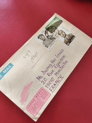 Ancienne enveloppe oblitérée timbres Vietnam Inde collection philatélie vintage