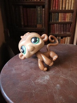 Figurine Petshop LPS singe brun yeux verts vintage rétro jouet ancien