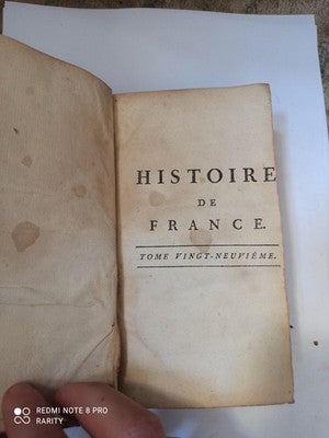 Livre ancien reliure cuir L'Histoire de France Tome 29 édition 1786 rare