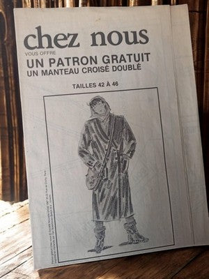 Patron couture vintage manteau croisé doublé Chez Nous années 80 tailles 42-46
