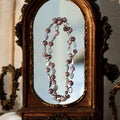 Collier vintage pierres naturelles tons mauve et gris, perles ovales et rondes