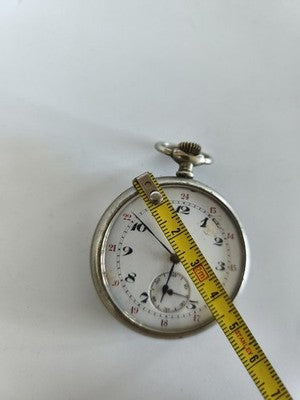 Montre gousset Lip ancienne métal argenté cadran 24h petite seconde