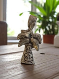 Pendentif vintage métal motif palmier années 1950, bijou ancien déco