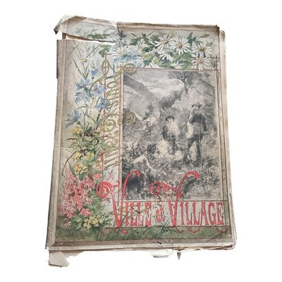 Livre ancien illustré Ville et Village Louis Énault, couverture couleur XIXe
