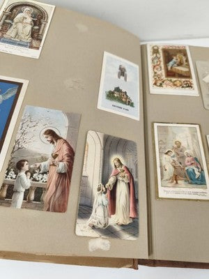 Gros classeur de cartes pieuses catholiques anciennes, chromos & communions