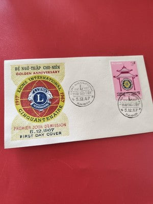 Ancienne enveloppe FDC Vietnam 1967 Lions International premier jour timbre