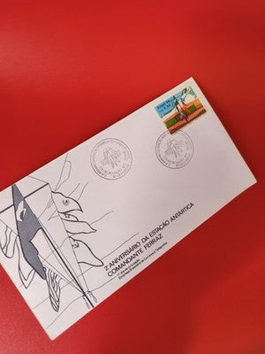 Lettre ancienne timbrée Brésil 2e anniversaire station antarctique Ferraz philat