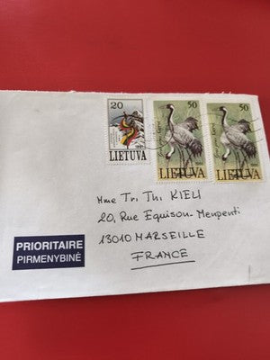 Ancienne enveloppe timbrée Lituanie 1991 oblitérée collection philatélie