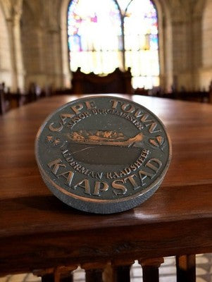 Vintage Bronzemedaille Kapstadt Relief Dekoration