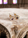 Boucles d’oreilles vintage fantaisie dorées puces pierre centrale