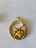 Pendentif vintage signé Idemona ancien, gros bijou rétro métal pour collection