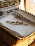 Broche barrette vintage métal doré strass, bijou fantaisie élégant ancien