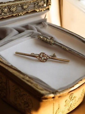 Broche barrette vintage métal doré strass, bijou fantaisie élégant ancien