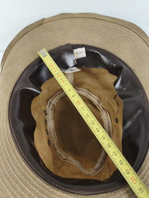 Chapeau militaire USA ancien toile kaki cuir, chapeau de campagne