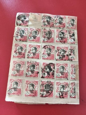 Lot anciens timbres Indo-Chine 5c oblitérés, collection Kouang Tcheou