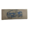 Dessin original voiture course bleue Scalextric Dinky Toys vintage plan concept