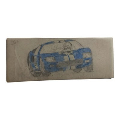 Dessin original voiture course bleue Scalextric Dinky Toys vintage plan concept