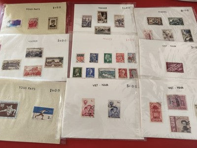 Lot anciens timbres monde et France, Vietnam, Indochine, collection philatélie