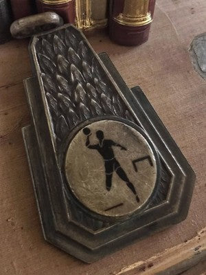 Médaille basket vintage art déco métal, trophée ancien rétro joueur