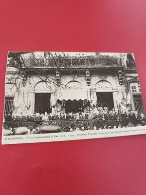 Ancienne carte postale oblitérée Strasbourg 1918 Poincaré Hôtel de Ville