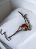 Collier vintage en métal, pendentif émaillé rouge rétro, bijou ancien
