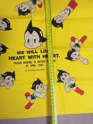 Yellow vintage 1991 Astroboy bandana Tezuka Production Japan Maritime Self-Defense Force