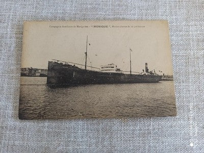 Carte Postale Ancienne Navire Monique paquebot Compagnie Auxiliaire Marine