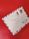 Ancienne lettre vintage timbres Maroc oblitérés, enveloppe avion bleu rouge