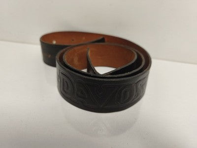 Ceinture vintage Harley Davidson cuir noir gaufré biker ancien
