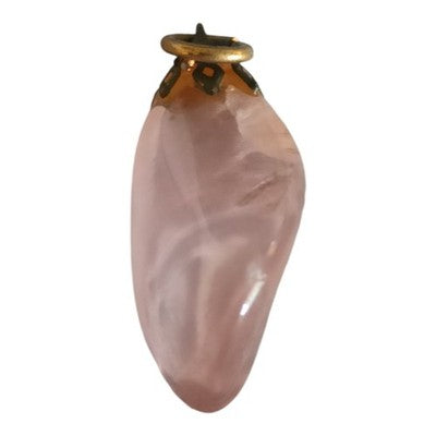 Pendentif vintage quartz rose monture dorée ancien bijou charme