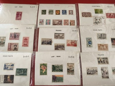 Lot anciens timbres collection vrac tous pays France Vietnam Indochine philatéli