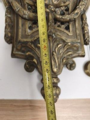 Cartel mural ancien bronze doré style Louis XVI pendule décor rocaille horloge