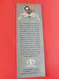 Ancien marque-page publicitaire Indanthren vintage bleu, fleurs, Allemagne