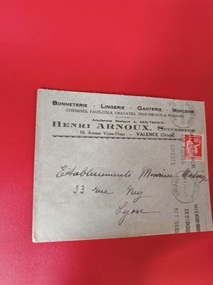 Ancienne lettre vintage timbre oblitéré France Valence Lyon philatélie collectio