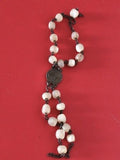 Ancien petit chapelet catholique vintage perles blanches, objet de piété collect