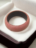 Bracelet jonc vintage rétro rouge à motif pois fantaisie ancien