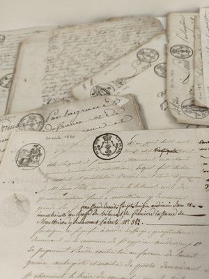 Gros lot lettres manuscrites administratives XIXe papier timbré 1816-1821
