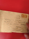 Ancienne lettre vintage avec timbres oblitérés France, enveloppe manuscrite