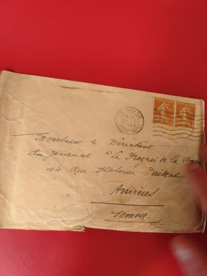 Ancienne lettre vintage avec timbres oblitérés France, enveloppe manuscrite